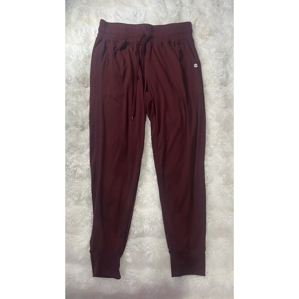 Senita Athletics High Waisted Joggers Burgundy Maroon Small Gym Lounge